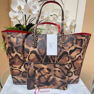 Christian Louboutin Cabata Large Tote in Bengal Print Leather NEW $1890